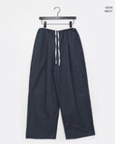 Kaea check color matching frill banding wide pants
