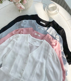 Lua V-neck Peplum Three Quarter Blouse