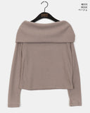 Turnage Brushed Ribbed Brush Fur Off Shoulder Tee