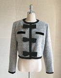 Noble Velvet Ribbon Boucle Wool Jacket Mini Skirt Set