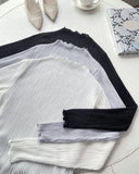 Devin Half-Neck Frill Pleated T-Blouse