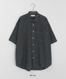 [unisex] Dillon Seersucker Check Over Short Sleeve Shirt