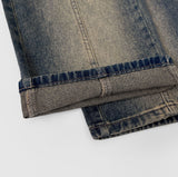 Cargo Pocket Washing Cut Line Wide Fit Denim Pants