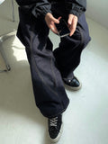 Curved wide long denim