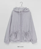 Bomiru Ribbon Hood Check Wind Jumper