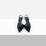 Minan Buckle Stiletto Sling Back Heels