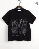 Pecan Tattoo Printed Semi-Crop Short Sleeve T-Shirt