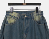 Minta Washing Side Pin Tuck Wide Denim Pants