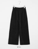 Srap banding velor ribbed wide pants