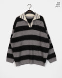 Zenzen Stripe Brush Collar Knit