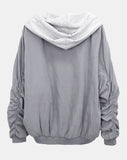 [Fake Layered] Devin Overfit Shirring Two-Way Hood Flight Jumper