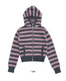HAIRY STRIPE HOOD ZIP-UP
