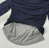 Drape Off-Shoulder Knit Layered Fake Layered T-shirt