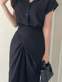 Oe Short Sleeve Shirt Wrap One Piece