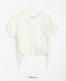 Kimin Shirring Strap Round Puff Blouse