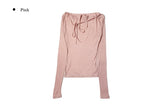 Kibe Ribbon Shirring Wool Tencel T-Shirt