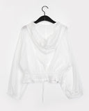 Dinte Lace Frill Hooded Shirt