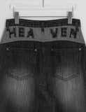 [unisex] Balon Lettering Washing Denim Black Blue Balloon Wide Pants