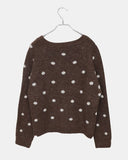 Jupi Dot Round Neck Long Sleeve Knit Cardigan