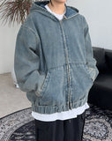 Rieki Washing Denim Hood Zip-Up