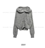 Winter Angora Knit Hooded Cardigan