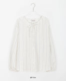 [BAONHAUS] Lulubo Shirring Round Stripe Blouse