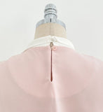 Kain Puff Color Matching Tie-Neck Short Sleeve Blouse