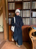 Debenny Banding Corduroy Pintuck Long Skirt