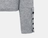 Lenin Button High Neck Hooded Long Sleeve Knit
