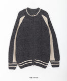 [unisex] Monre Stadium Knit Zip-up Cardigan