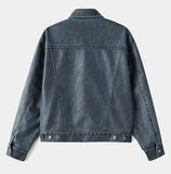 The Born Washed Leather Crop Trucker Jacket