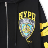 Police Semi-Crop Over Printed Hood Zip-Up