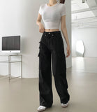 3 Pocket Vintage Pin Tuck Loose Wide Fit Cotton Pants