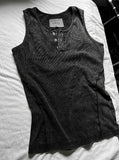 Pigment Dyeing Washing Vintage Muscle Fit Henley Neck Sleeveless