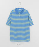 [unisex] Molpory Stripe Collar Short Sleeve Tee