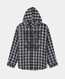 DOODLE HEART CHECK HOOD SHIRTS