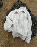 Rope Cable Half Zip-up Knit