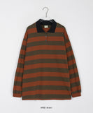 [BAONHAUS] Pinda Stripe Rugby Collar Long Sleeve Tee