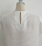 Belloe Half-neck Pleated Short-sleeve T-blouse
