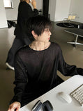 See-through wide neck knit