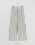 Kvus Linen Stripe Banding Wide Pants