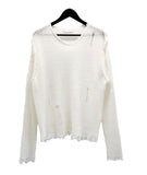 Damaged V-neck long-sleeve knit
