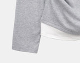 Elan Color Matching Shirring One-Shoulder Long-Sleeve T-Shirt