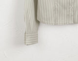 Bounce Stripe Slim Fit Cropped Long Sleeve Shirt