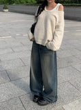 Thyssen Washing Denim Wide Pants