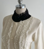 Tilla Layered Color Matching Pearl Lace Polar Knit
