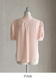 Shawang chiffon color matching shirring short sleeve blouse