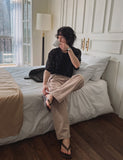 Suo crochet punching knitwear half shirt