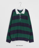 [unisex] Hokine Stripe Over Collar Knit