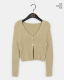 Rufun Angora Fur Silt Two Button V-neck Cardigan